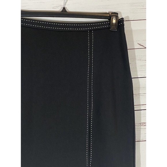 Express Skirt Womens Sz 5/6 Black White Contrast Stitching Straight Lined Slit - Picture 6 of 12